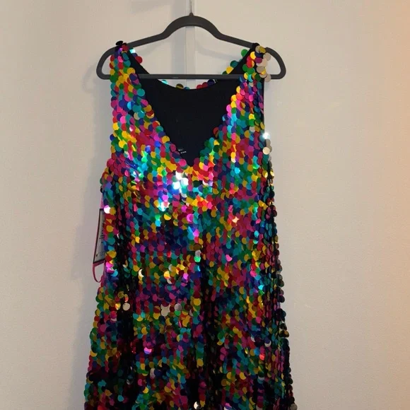 Betsey Johnson Sequin Dress Multi Color Size 12 - Picture 2 of 5